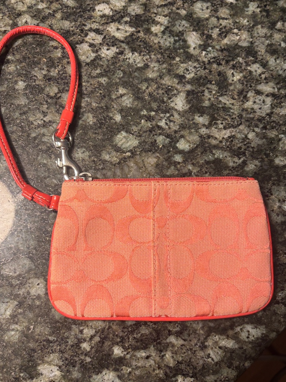 Coach Coral Signature Wristlet - Coral